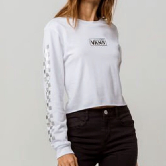 Vans Tops - Vans long sleeve crop T-shirt Holographic Plaid